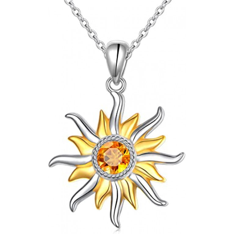 daochong sterling silver sun sunburst pendant necklace gift for women