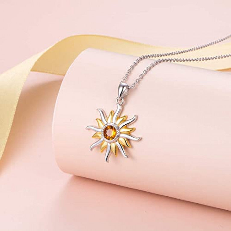 daochong sterling silver sun sunburst pendant necklace gift for women