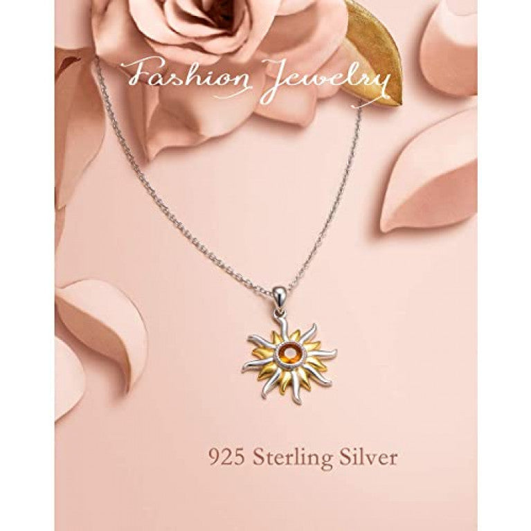 daochong sterling silver sun sunburst pendant necklace gift for women